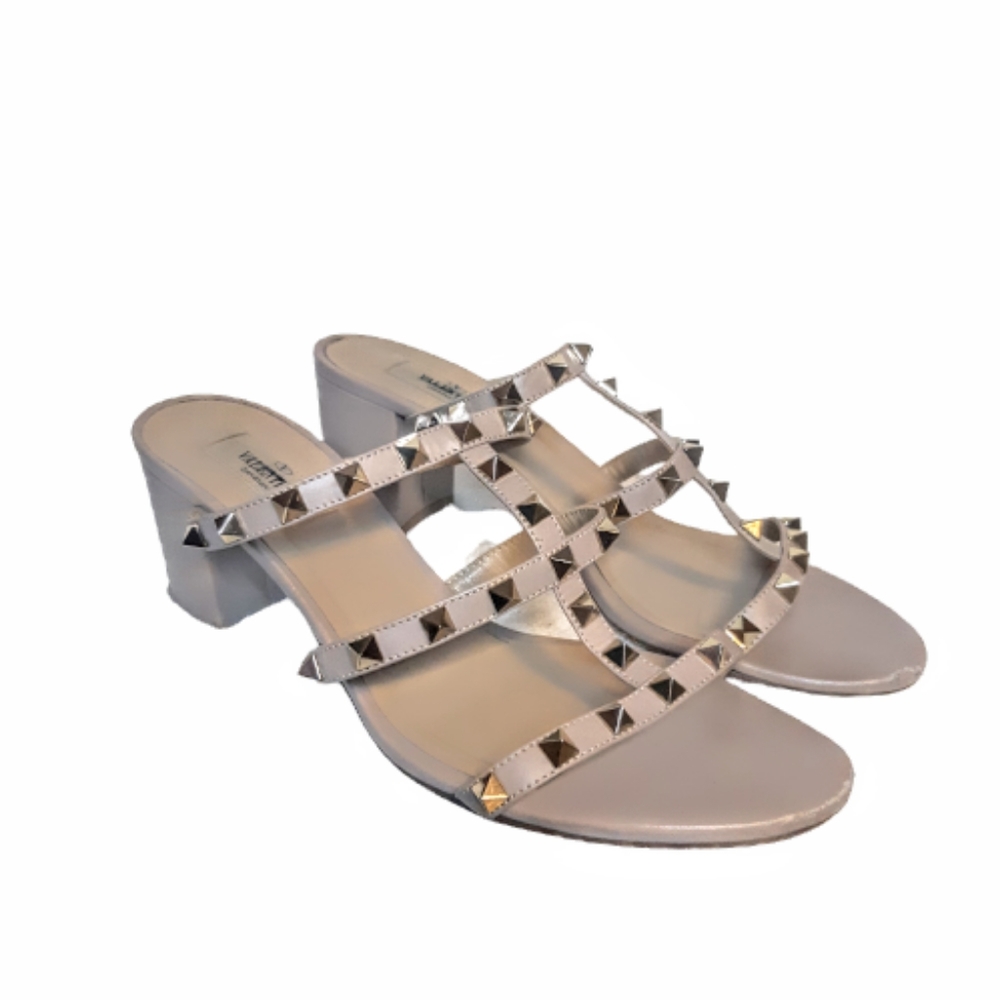Valentino Garavani Rockstud Caged Gladiator Slide Mule Sandal chunky blo…